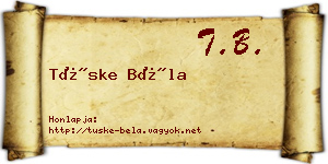 Tüske Béla névjegykártya
